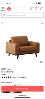Nous living fauteuil loveseat Torino, bruin zacht leer, Huis en Inrichting, Stoelen, Ophalen, Gebruikt, Bruin, Leer