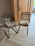 Rotan stoel met zitkussentjes, Huis en Inrichting, Stoelen, Ophalen, Twee, Bruin, Riet of Rotan