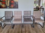 4 leren eetkamerstoelen, Huis en Inrichting, Stoelen, Ophalen, Gebruikt, Metaal, Vier