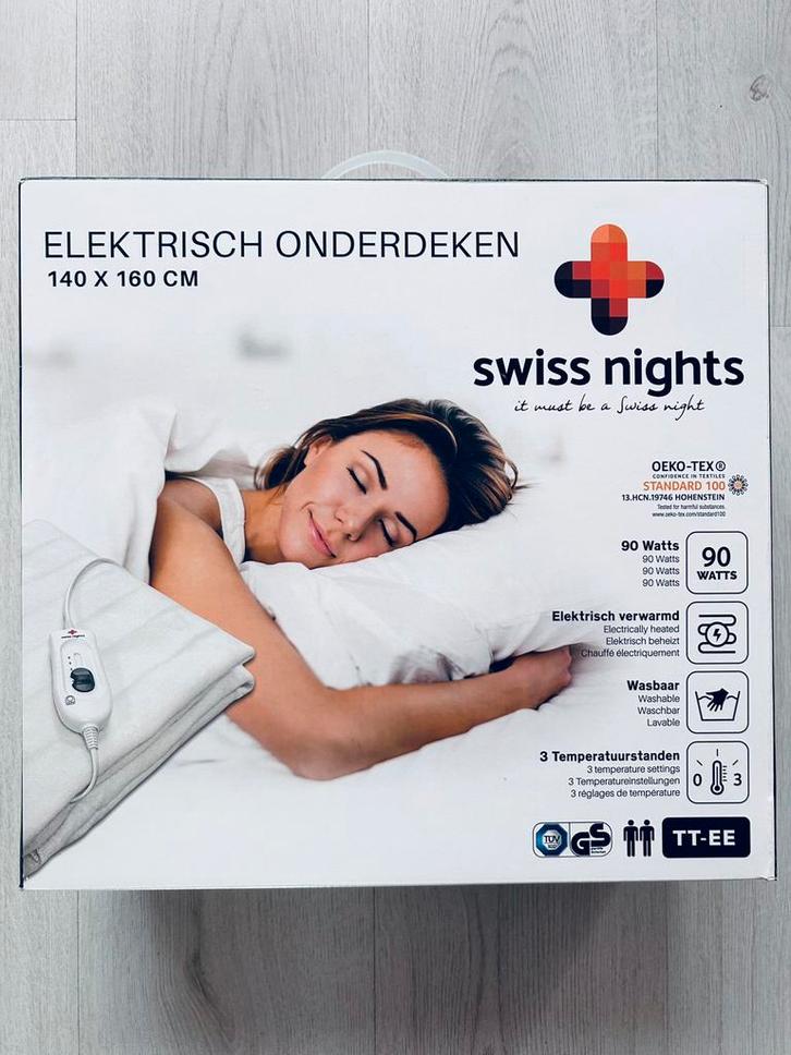 Nieuw Swiss Nights Elektrische Deken 2-Persoons 90W Wit, Huis en Inrichting, Woonaccessoires | Plaids en Woondekens, Nieuw, Ophalen of Verzenden