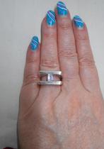 Zilveren modernist ring met steen maat 17.25 nr.364, Verzenden, Zo goed als nieuw, 17 tot 18, Dame