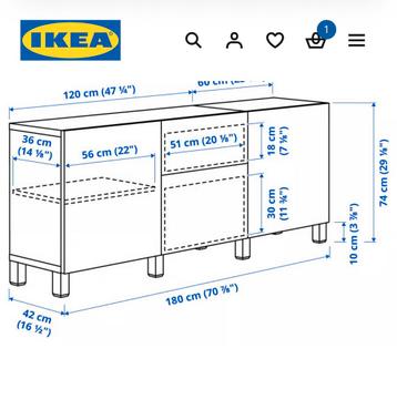 Ikea besta kast / dressoir met 2 deuren en 2 laden - afbeelding 3
