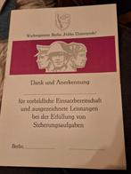 DDR NVA MfS Oorkonde ongebruikt Stasi, Ophalen of Verzenden, Landmacht, Duitsland, Embleem of Badge