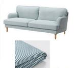 Ikea Stocksund hoes 2-zits - blauw wit gestreept, Huis en Inrichting, Gebruikt, Tweepersoons, 75 tot 100 cm, Ophalen of Verzenden