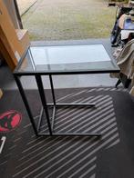 Laptoptafel zwart metaal met glas, Huis en Inrichting, Tafels | Sidetables, Ophalen, 50 tot 100 cm, Zo goed als nieuw, Metaal