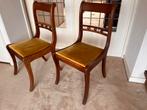 Set midcentury Eetkamerstoelen Empire/Regency, Huis en Inrichting, Stoelen, Hout, Twee, Bruin, Zo goed als nieuw