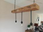 2 Hanglampen  antieke Balk. Kettingen, Huis en Inrichting, Lampen | Hanglampen, Gebruikt, Hout, Ophalen, 75 cm of meer