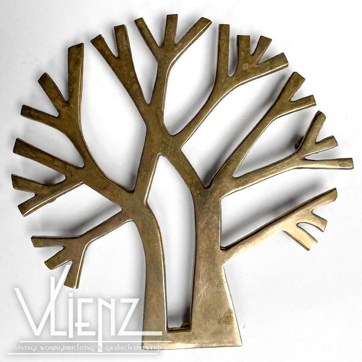 Vintage messing onderzetter in vorm van boom, Verzamelen, Retro, Huis en Inrichting, Ophalen of Verzenden