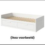 Ikea Brimnes 1 eenpersoonsbed met uitschuifbaar onderbed, Huis en Inrichting, Slaapkamer | Bedden, Ophalen, Eenpersoons, Wit, 80 cm