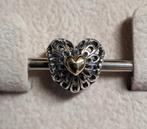Mooie Pandora vintage heart bedel met 14k goud, Ophalen of Verzenden