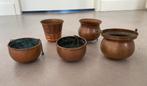 5 rood koperen (planten)potjes SALE!, Rond, Ophalen of Verzenden, Zo goed als nieuw, Minder dan 40 cm
