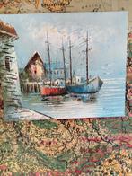 GEWELDIG MOOI MARITIEM OLIEVERF OP DOEK GESIGNEERD 60X50 CM, Antiek en Kunst, Kunst | Schilderijen | Klassiek, Ophalen of Verzenden