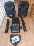 te koop draagbare luidsprekers set met mengpaneel, Ophalen, Zo goed als nieuw, Minder dan 500 watt