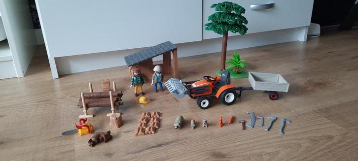 Playmobil houthakker met tractor 6814, Kinderen en Baby's, Speelgoed | Playmobil, Zo goed als nieuw, Complete set, Ophalen