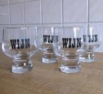 Vintage wijnglazen wijn glazen seventies retro tekst 4x, Huis en Inrichting, Keuken | Servies, Glas of Glazen, Ophalen of Verzenden