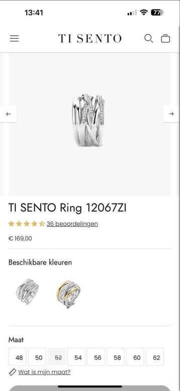 Tisento Zilveren Ring Maat 52 beschikbaar voor biedingen