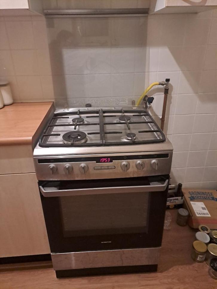 gas/electric fornuis/stove Inventum VFG6034WGRVS, Witgoed en Apparatuur, Fornuizen, Zo goed als nieuw, Vrijstaand, Elektrisch