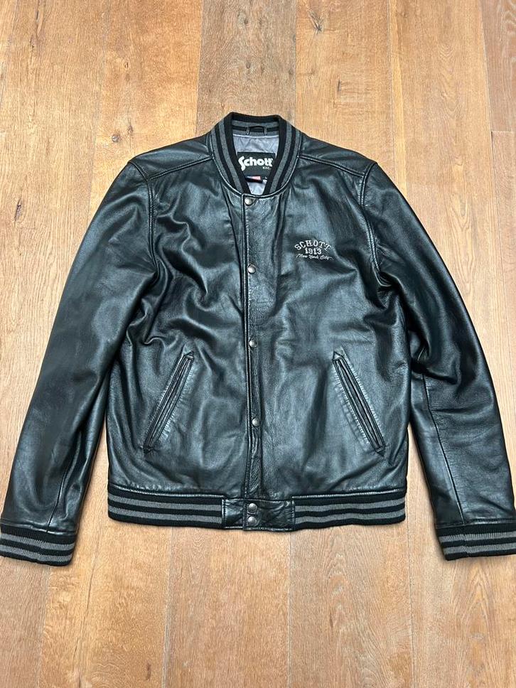 Schott NYC. Unisex Leren Varsity Collegejack Zwart L, Kleding | Heren, Jassen | Zomer, Zo goed als nieuw, Maat 52/54 (L), Zwart