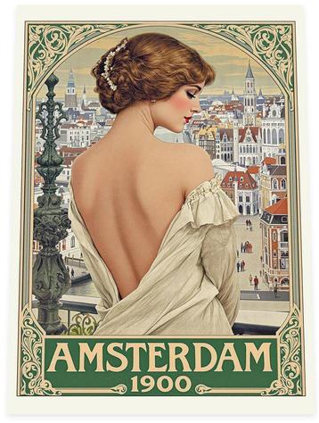 AMSTERDAM 1900 Vintage Stijl Poster Affiche beschikbaar voor biedingen