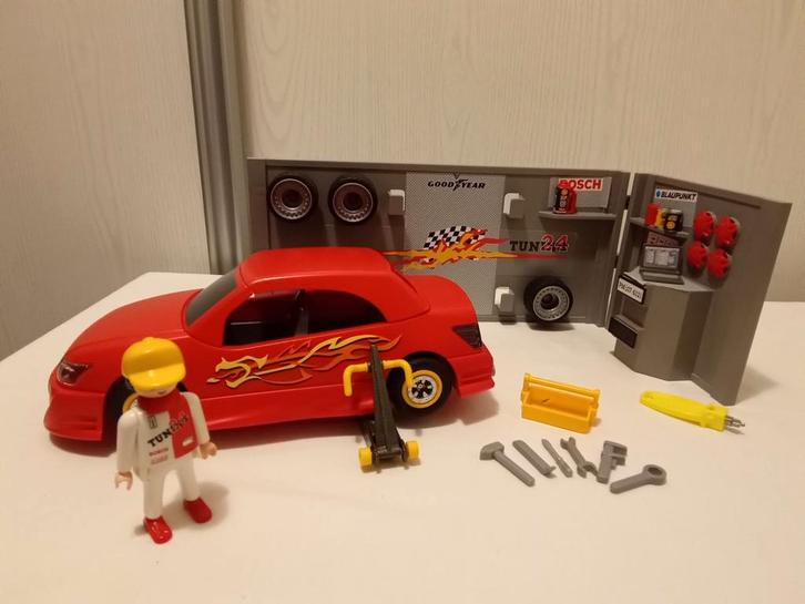 Playmobil raceauto in werkplaats, Kinderen en Baby's, Speelgoed | Playmobil, Gebruikt, Ophalen of Verzenden
