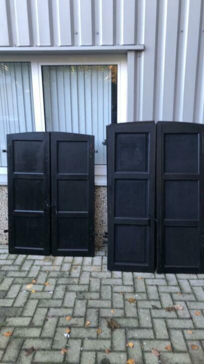 Antieke set hardhouten raamluiken (8stuks), Doe-het-zelf en Verbouw, Deuren en Horren, Zo goed als nieuw, Overige typen, Hout