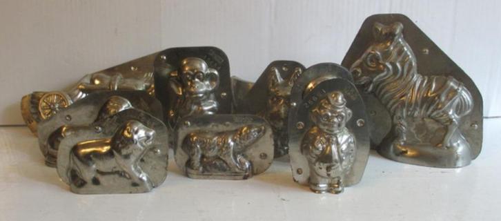 oude chocoladevormen Tilburg, Antwerpen, Gent oa zebra…., Antiek en Kunst, Curiosa en Brocante, Verzenden