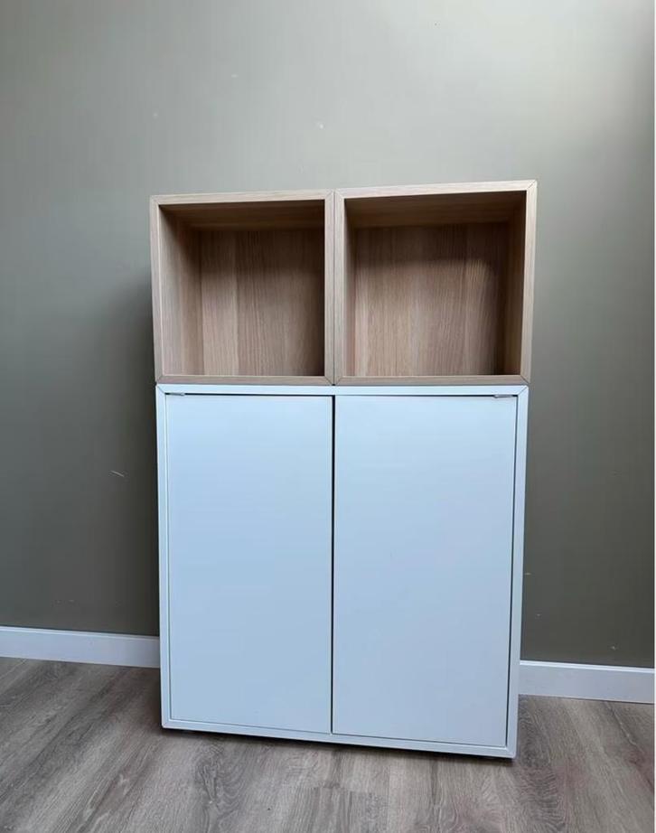 Ikea EKET kastencombinatie wit/eiken, Huis en Inrichting, Kasten | Wandmeubels, Zo goed als nieuw, Minder dan 100 cm, Minder dan 150 cm