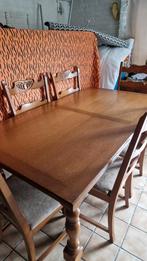 Houten Uitschuiftafel met 6 Stoelen, Ophalen of Verzenden, Gebruikt, Klassiek, 6 tot 8 stoelen