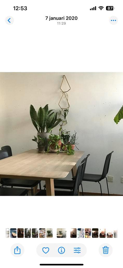 Massief houten eettafel Scandinavisch design met dun blad, Huis en Inrichting, Tafels | Eettafels, Gebruikt, 50 tot 100 cm, 200 cm of meer