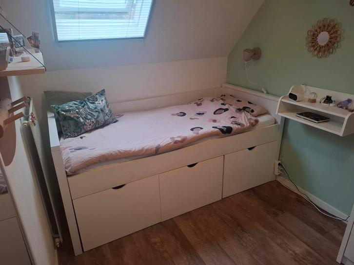 Kinderbed Bopita, met 3 lades, 90x200, Kinderen en Baby's, Kinderkamer | Bedden, Gebruikt, 180 cm of meer, 85 tot 100 cm, Ophalen