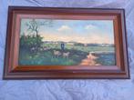 Mooi Oud Schilderij met Houten Lijst (Schaapjes), Ophalen of Verzenden