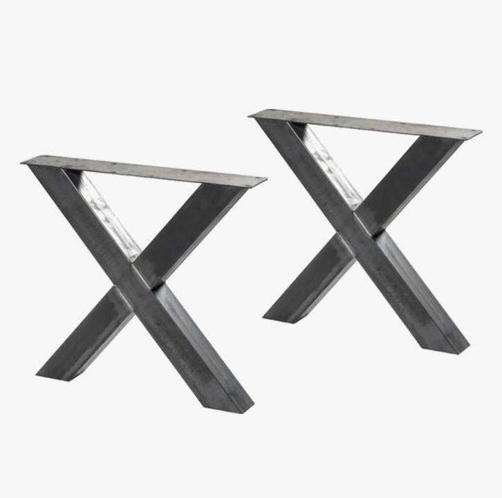 Stevigetafelpoten industrieel kruis, Huis en Inrichting, Tafelonderdelen, Zo goed als nieuw, Tafelpoot, 50 tot 100 cm, Vierkant