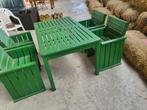 Gratis Stoer houten tuinset., Ophalen, Gebruikt, 6 zitplaatsen, Tuinset