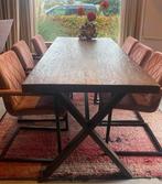 6 Lichtroze Velvet Eetkamerstoelen met Zwarte Poten, Huis en Inrichting, Tafels | Eettafels, Ophalen, Minder dan 50 cm, 200 cm of meer