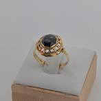Gouden ring 14k met granaat - maat 18, Sieraden, Tassen en Uiterlijk, Ringen, Ophalen of Verzenden, Zo goed als nieuw, 17 tot 18
