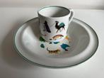 Vintage Arabia Kinderset Bord~Beker Zoo Parade A. Juurikkala, Antiek en Kunst, Antiek | Servies los, Ophalen of Verzenden
