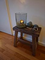 Oud houten bankje met Brynxz windlicht en tollen, Huis en Inrichting, Ophalen, Minder dan 45 cm, Minder dan 55 cm, Gebruikt