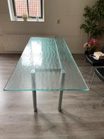 Glazen vintage eettafel, Zo goed als nieuw, Vijf personen of meer, Rechthoekig, 50 tot 100 cm