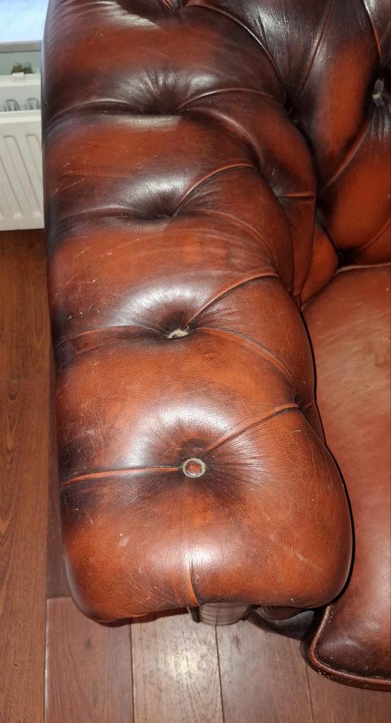 Chesterfield banken set (3+2 zits) - Springfield UK, Huis en Inrichting, Banken | Bankstellen, Gebruikt, 75 tot 100 cm, Leer, Ophalen