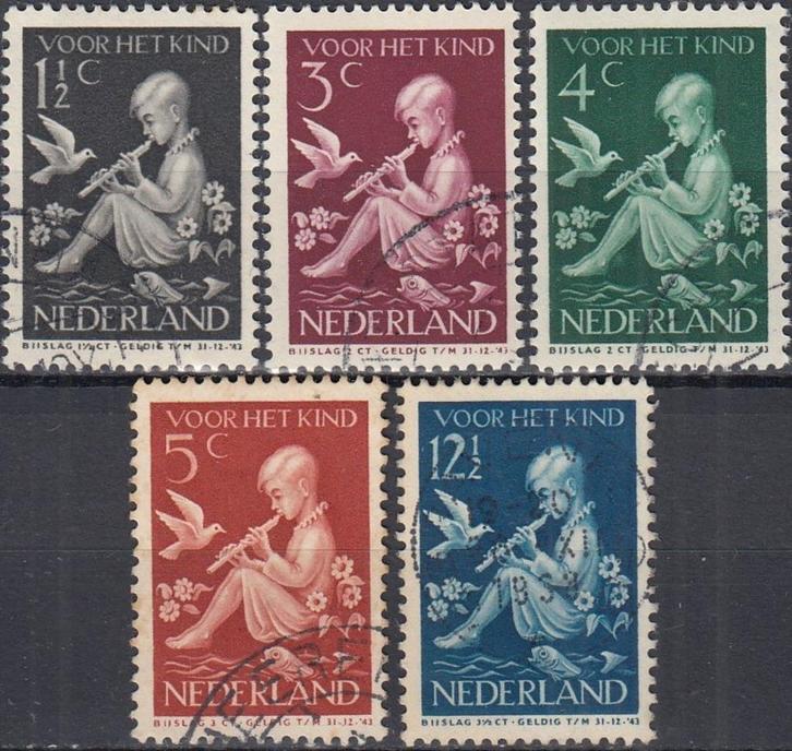 Nederland- 1938 - Kinderzegels - NVPH-313 t/m NVPH-317 - G, Postzegels en Munten, Postzegels | Nederland, Gestempeld, T/m 1940