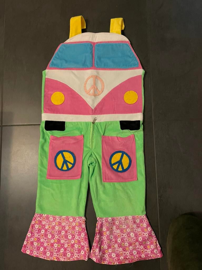 Auto tuinbroek hippie carnaval, Kinderen en Baby's, Carnavalskleding en Verkleedspullen, Ophalen of Verzenden, Gebruikt, 110 t/m 116