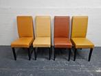 Set 4 eetkamerstoelen leer in verschillende kleuren, Ophalen, Gebruikt, Overige kleuren, Hout