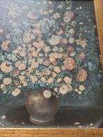 Vintage schilderij op doek bloemen in vaas foto 1 t/m 8, Antiek en Kunst, Curiosa en Brocante, Ophalen of Verzenden