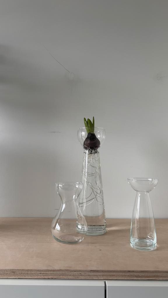 Klein Bollenvaasje van Glas - 15cm, Huis en Inrichting, Woonaccessoires | Vazen, Zo goed als nieuw, Overige kleuren, Minder dan 50 cm