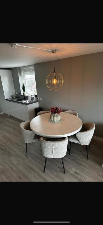 Eettafel rond, wit met zwarte kruispoot, 140cm