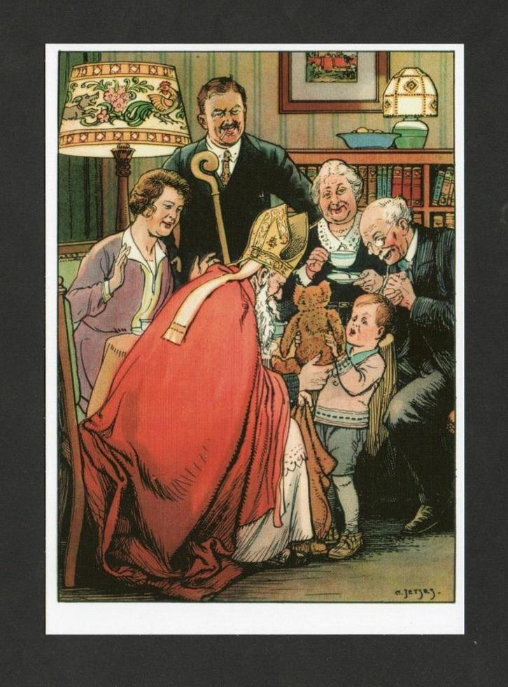 Sinterklaas op Bezoek Familie Kind Beer door Jetses., Verzamelen, Ansichtkaarten | Themakaarten, Ongelopen, 1980 tot heden, Kinderen