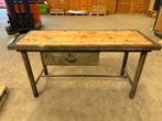 Vintage werkbank - tafel, Huis en Inrichting, Tafels | Sidetables, Ophalen, Gebruikt, 100 tot 150 cm, Vintage - industrieel