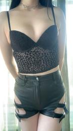 Kort leren broekje, Kort, Verzenden, Zwart, Maat 36 (S)