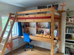 Houten hoogslaper met bureau en boekenkast, Ophalen, Hoogslaper, 210 cm, Zo goed als nieuw