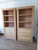 Set van 2 eikenhouten boekenkasten, Huis en Inrichting, Kasten | Boekenkasten, Ophalen, Eikenhout, Met deur(en), 50 tot 100 cm